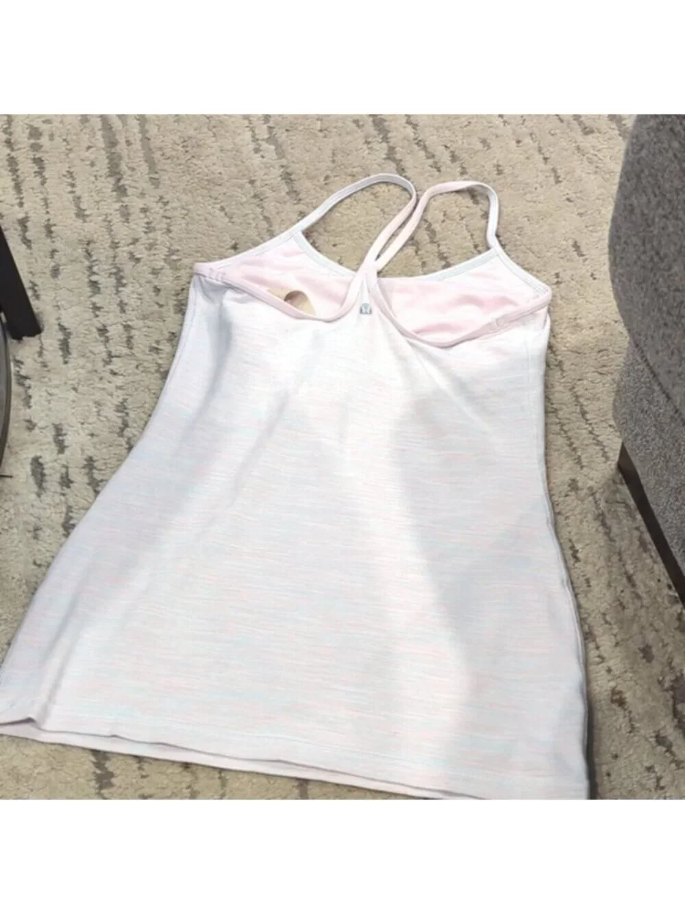 Lululemon Power Y Tank *LuonWee Are From Space White Barely Pink / Barely Pink